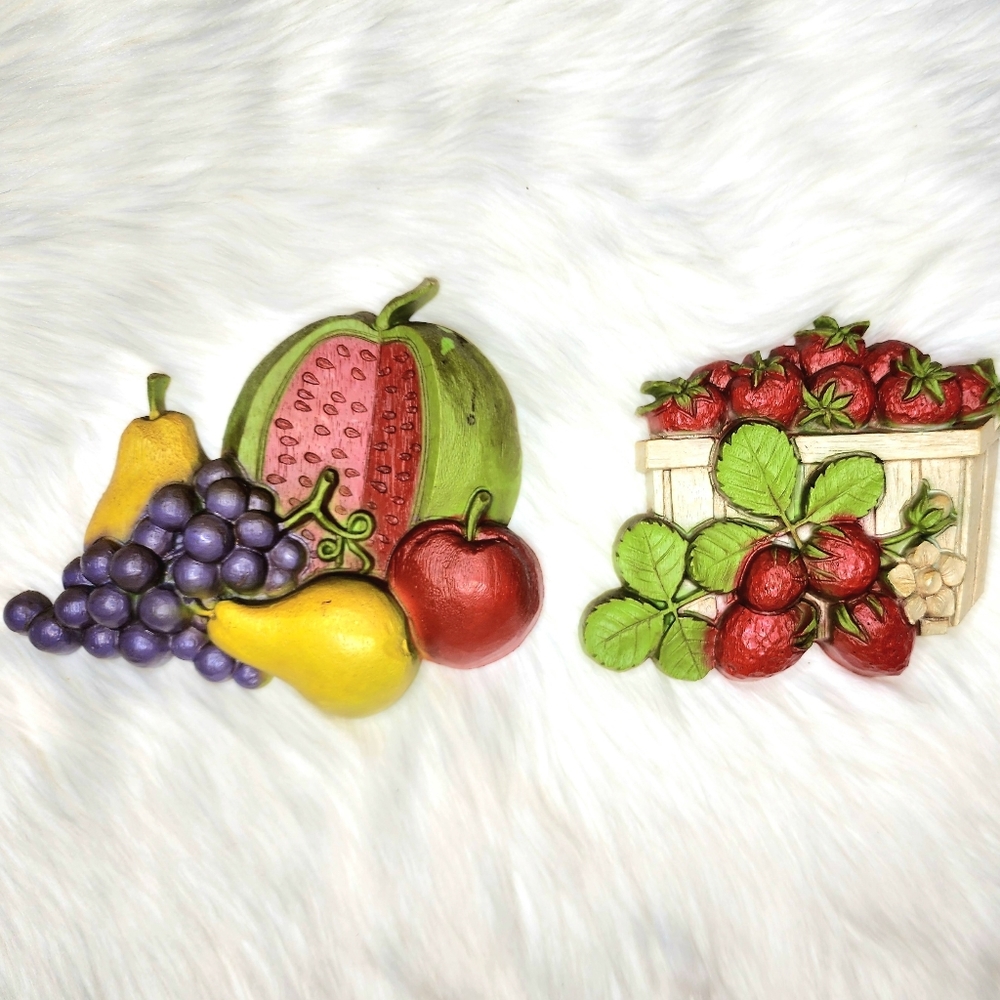 Vintage Dart Industries Set of 2 Fruit Wall Hangings